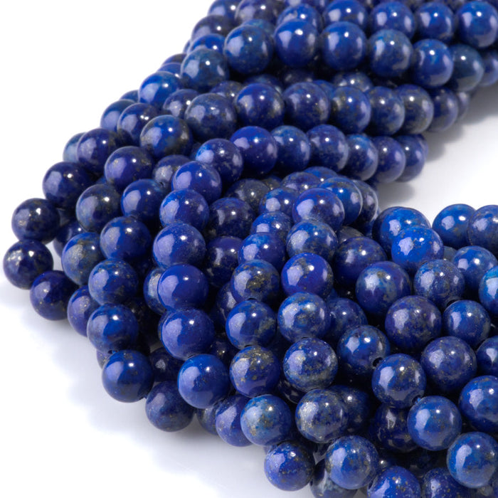 This is a Dakota Stones 6mm Lapis Gemstone strand with AAA grade round beads in 15-16 inch strand.