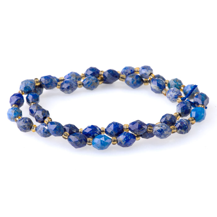 Lapis 6x8mm Triangle Cut Faceted Rice Bead - 15-16 Inch
