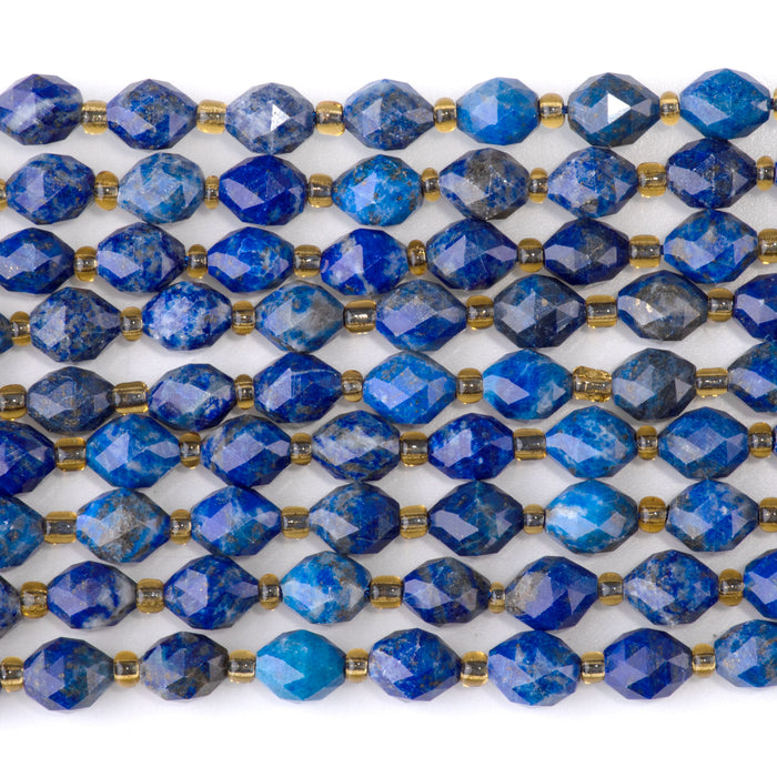 Lapis 6x8mm Triangle Cut Faceted Rice Bead - 15-16 Inch