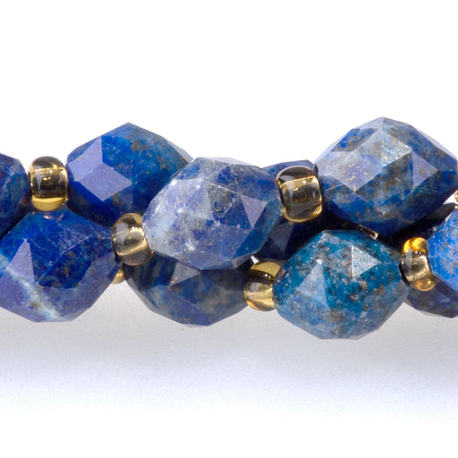 This is a Dakota Stones 6x8mm Lapis Triangle Cut Rice Gemstone strand with faceted beads in 15-16 inch strand.