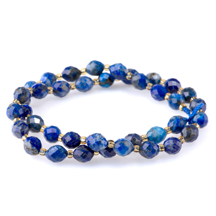 Lapis 7x8mm Faceted Egg - 15-16 Inch