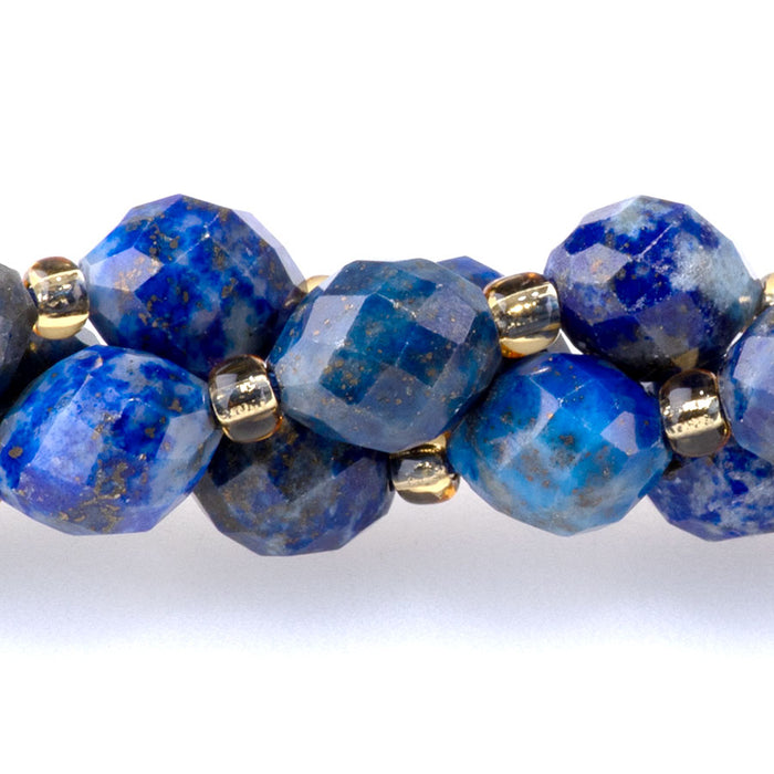 Lapis 7x8mm Faceted Egg - 15-16 Inch