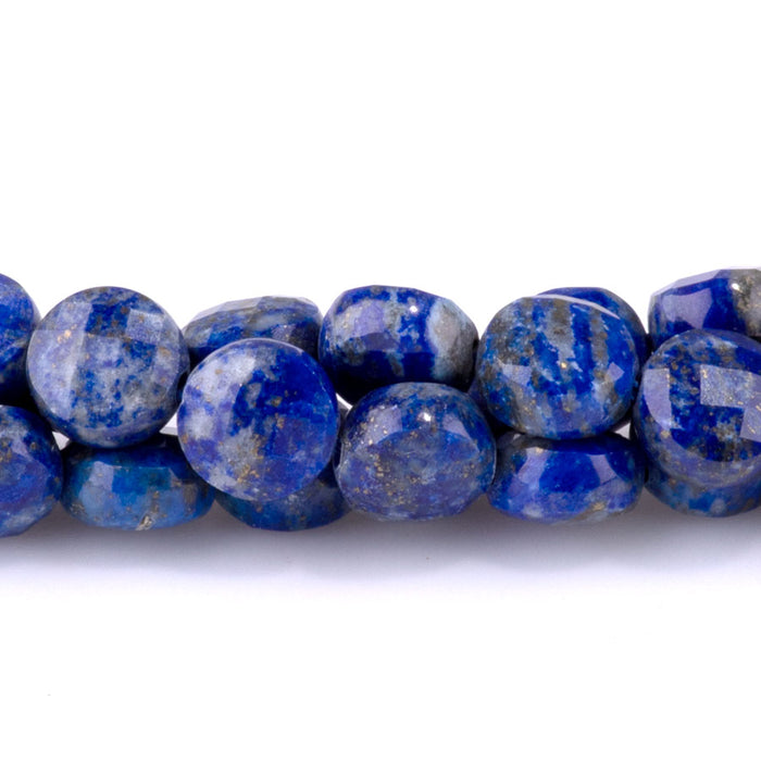 Lapis 8mm Coin Faceted - 15-16 Inch