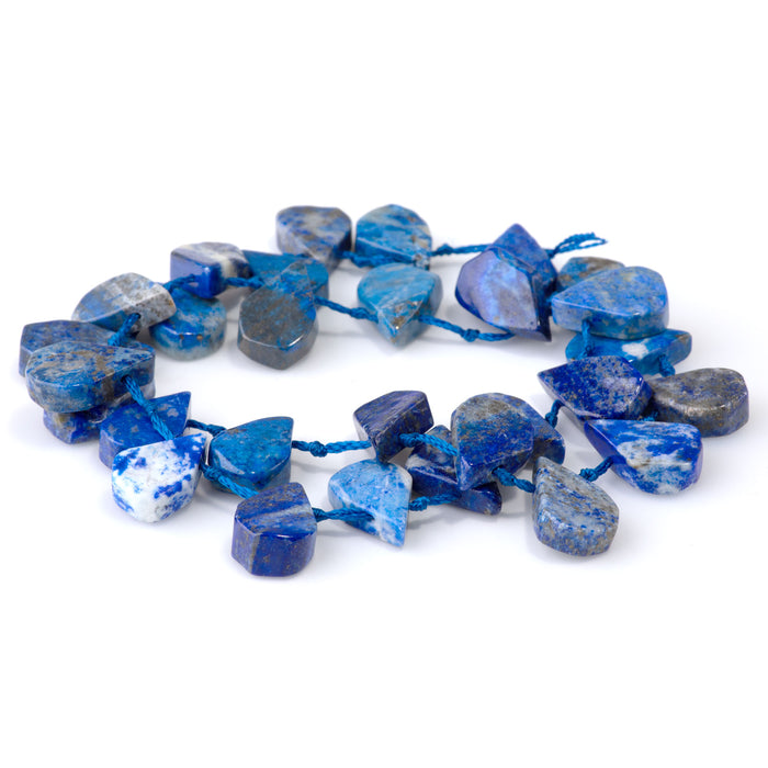 Lapis 9x13-12x16mm Top Drill Irregular Flat Drop - 15-16 Inch
