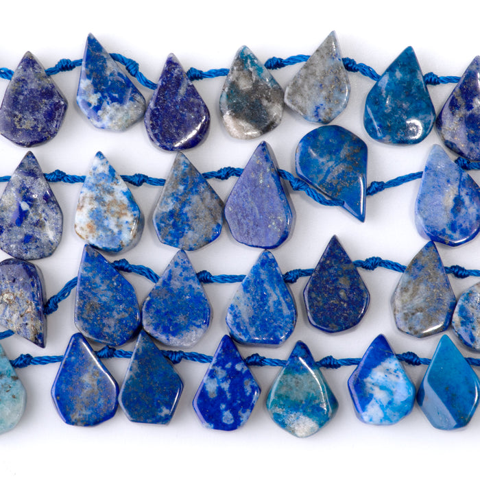 Lapis 9x13-12x16mm Top Drill Irregular Flat Drop - 15-16 Inch