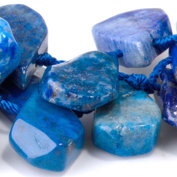 Lapis 9x13-12x16mm Top Drill Irregular Flat Drop - 15-16 Inch