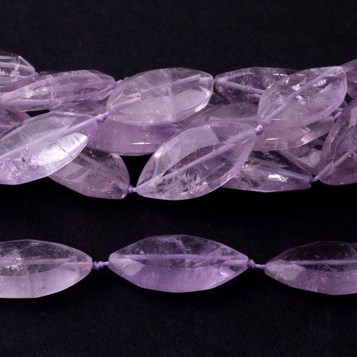 Lavender Amethyst 11x23-18x31mm Faceted Horse Eye - 15-16 Inch