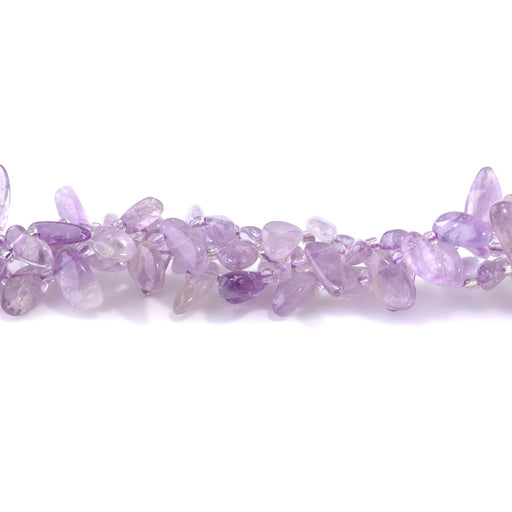 This is a Dakota Stones 6x12-10x20mm Lavender Amethyst Dancing Drops Gemstone strand with A grade free-form beads in 15-16 inch strand.