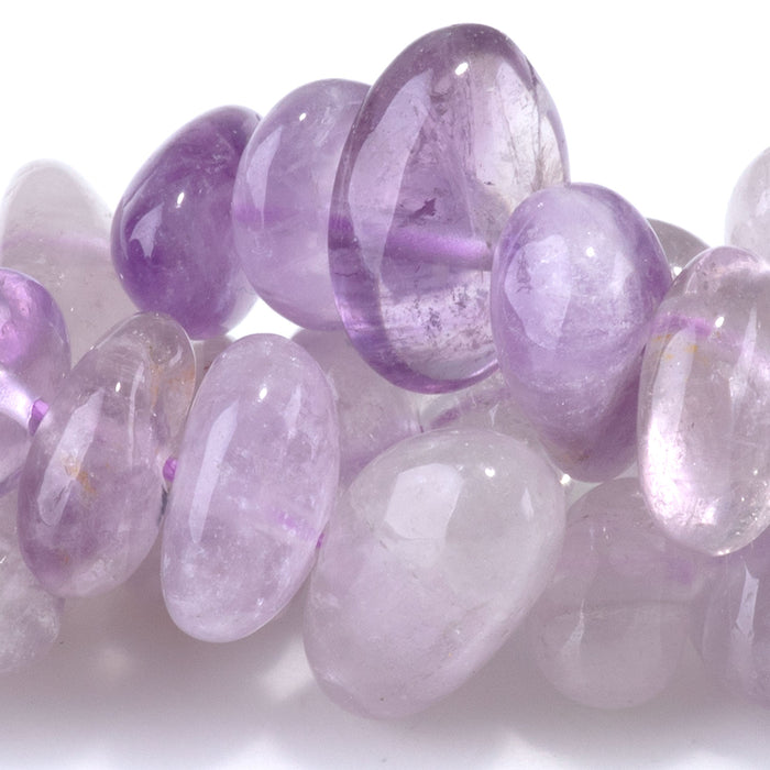 Lavender Amethyst 8x10-9x13mm Side Drilled Pebble - 15-16 Inch
