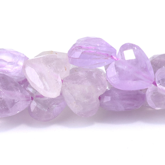 Lavender Amethyst 8mm Faceted Puff Heart - 15-16 Inch