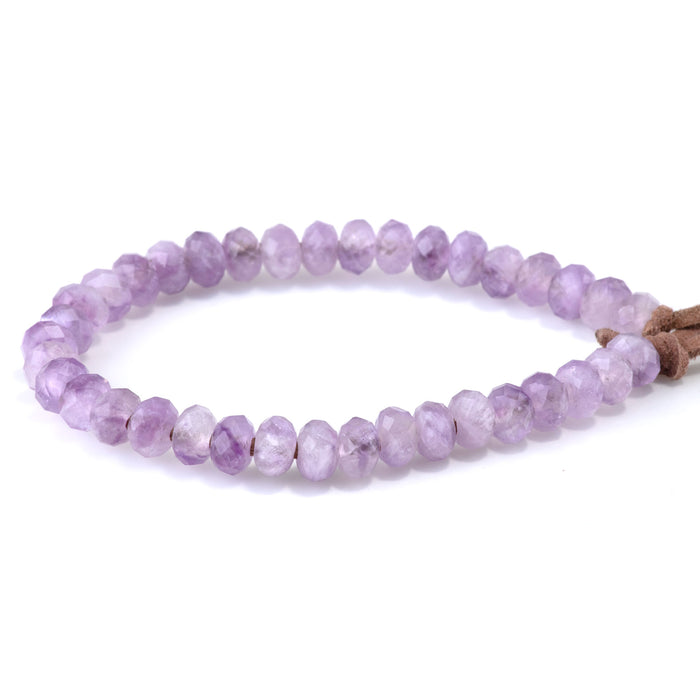 This is a Dakota Stones 2-5mm Fdc Lavender Amethyst Diamond Cut Gemstone strand with faceted rondelle beads in 8 inch strand.