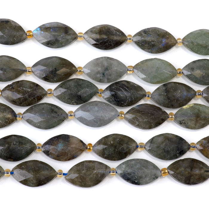 Labradorite 10x16mm Faceted Marquise Bead - 15-16 Inch