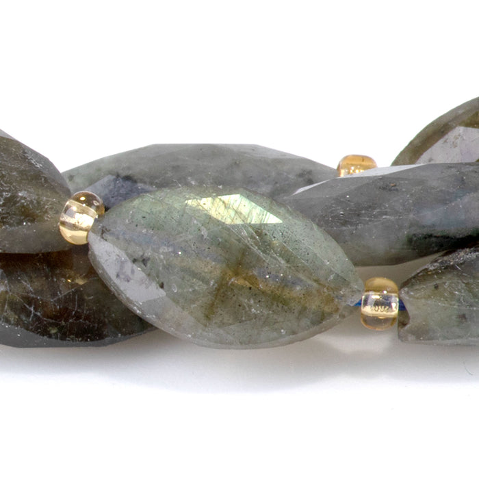 Labradorite 10x16mm Faceted Marquise Bead - 15-16 Inch