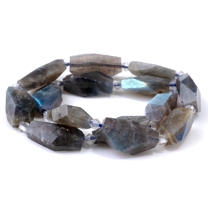 Labradorite 12x28-15x30mm Faceted Nugget AA Grade - 15-16 Inch