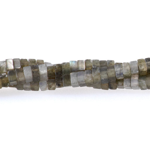 This is a Dakota Stones 1x2mm Labradorite Gemstone strand with rondelle square beads in 15-16 inch strand.