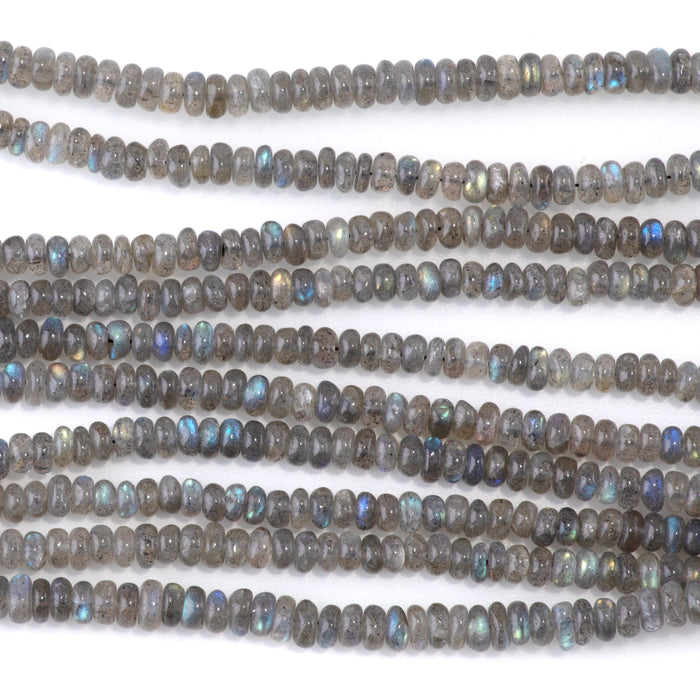 Labradorite 2-3x4mm Irregular Rondelle Bead - 15-16 Inch