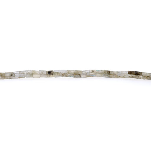 This is a Dakota Stones 2x4mm Labradorite Tube Gemstone strand of round beads in 15-16 inch strand.