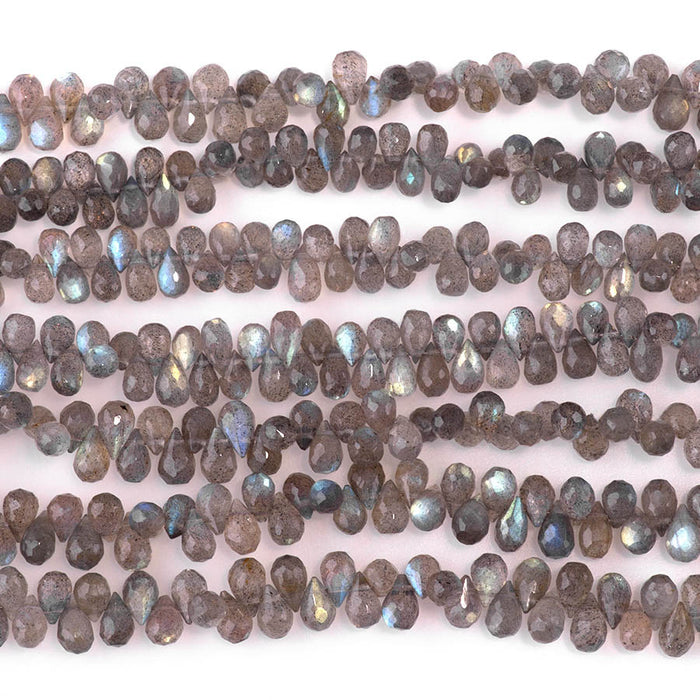 Labradorite 3x6-6x9mm Faceted Irregular Drop - 8 Inch