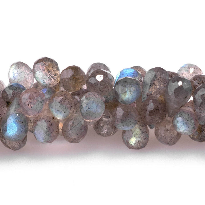 Labradorite 3x6-6x9mm Faceted Irregular Drop - 8 Inch
