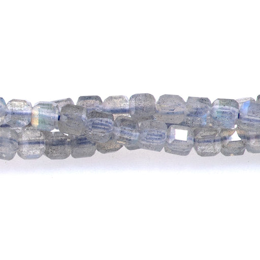 This is a Dakota Stones 3mm Labradorite Gemstone strand with A grade table-cut cube beads in 15-16 inch strand.
