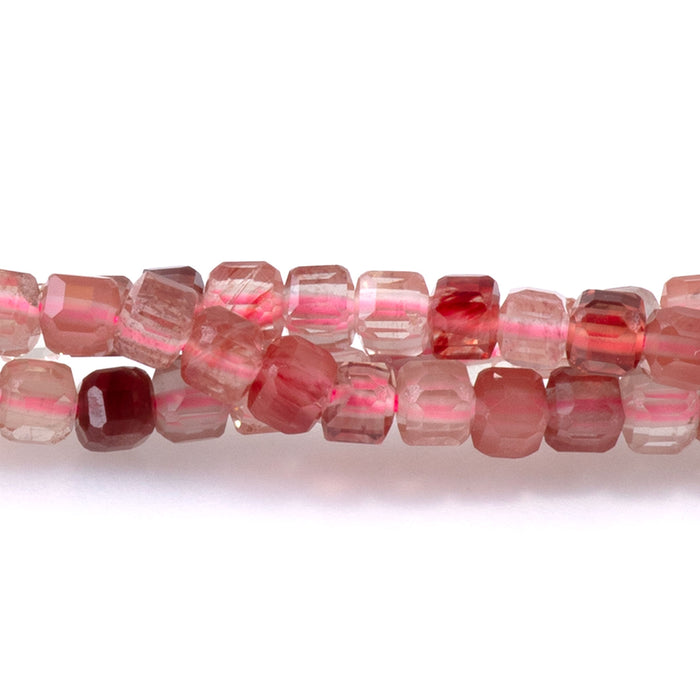 Red Andesine Labradorite 3mm Table Cut Cube - 15-16 Inch