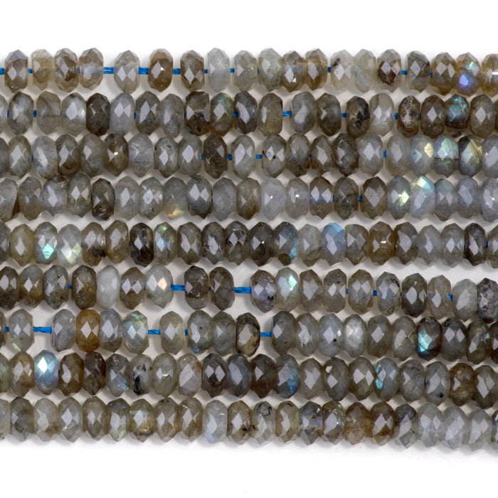 Labradorite 3x6mm Faceted Rondelle A Grade - 15-16 Inch