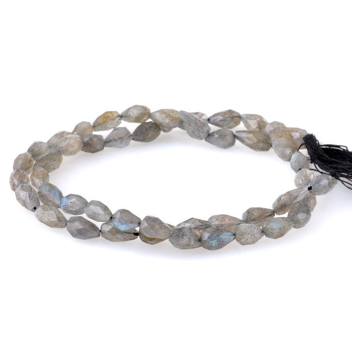 Labradorite 4-7x5-9mm Drop Faceted Long Drill - 8 Inch