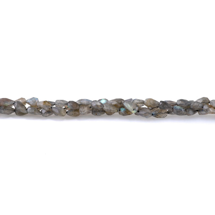 Labradorite 4-7x5-9mm Drop Faceted Long Drill - 8 Inch