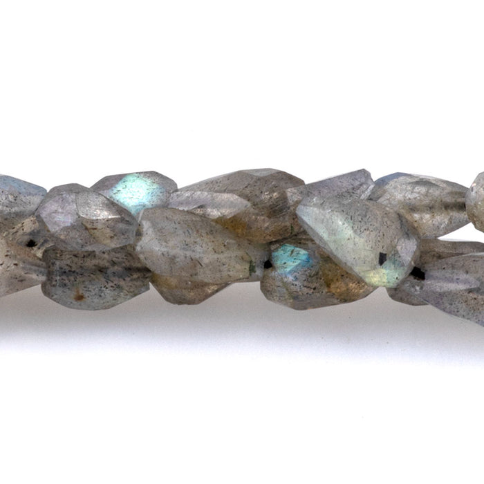 Labradorite 4-7x5-9mm Drop Faceted Long Drill - 8 Inch