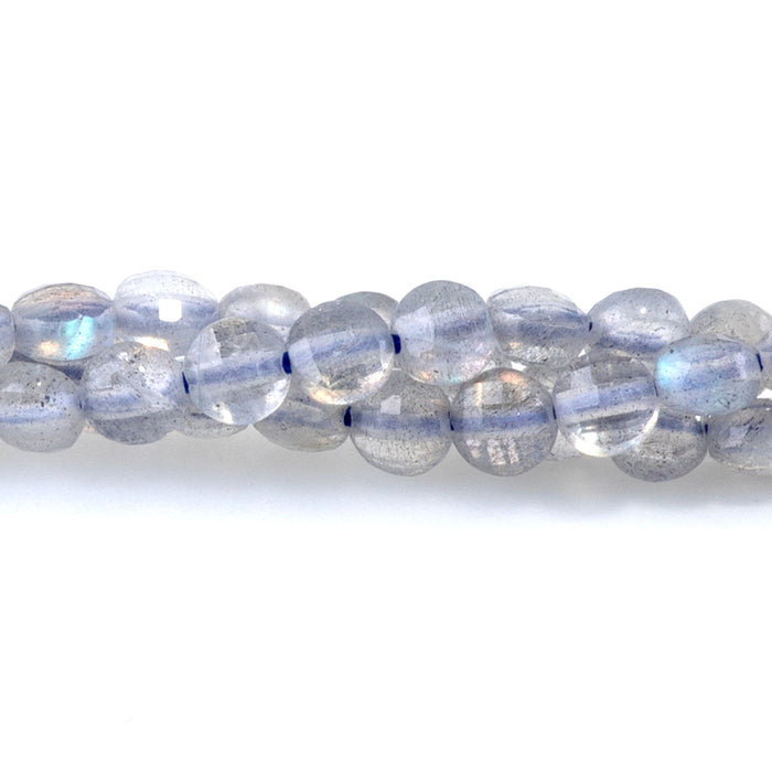 Labradorite 4mm Coin Faceted A Grade - 15-16 Inch
