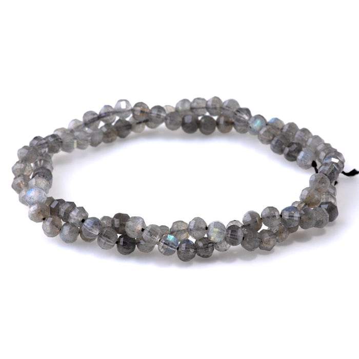 Labradorite 4mm Faceted Lantern A Grade - 15-16 Inch