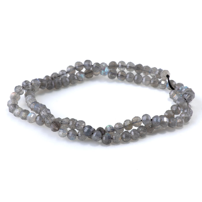 Labradorite 4mm Faceted Lantern AA Grade - 15-16 Inch
