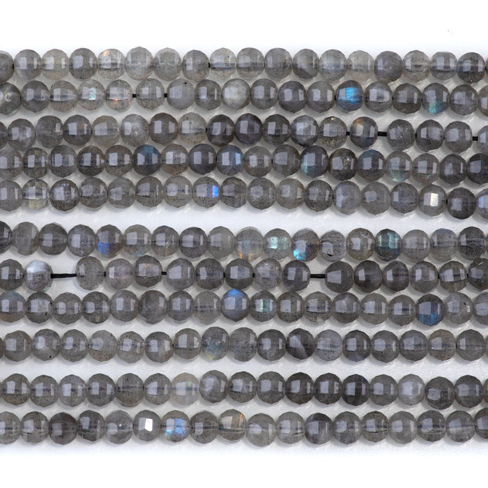 Labradorite 4mm Faceted Lantern AA Grade - 15-16 Inch