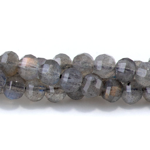 This is a Dakota Stones 4mm Labradorite Lantern Gemstone strand with AA grade faceted beads in 15-16 inch strand.