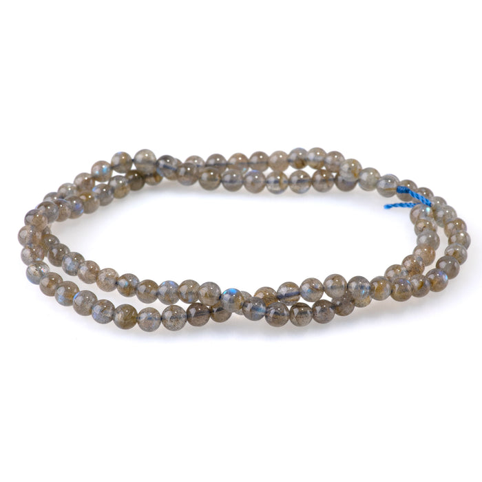 This is a Dakota Stones 4mm AAA Labradorite Gemstone strand with AAA grade round beads in 15-16 inch strand.