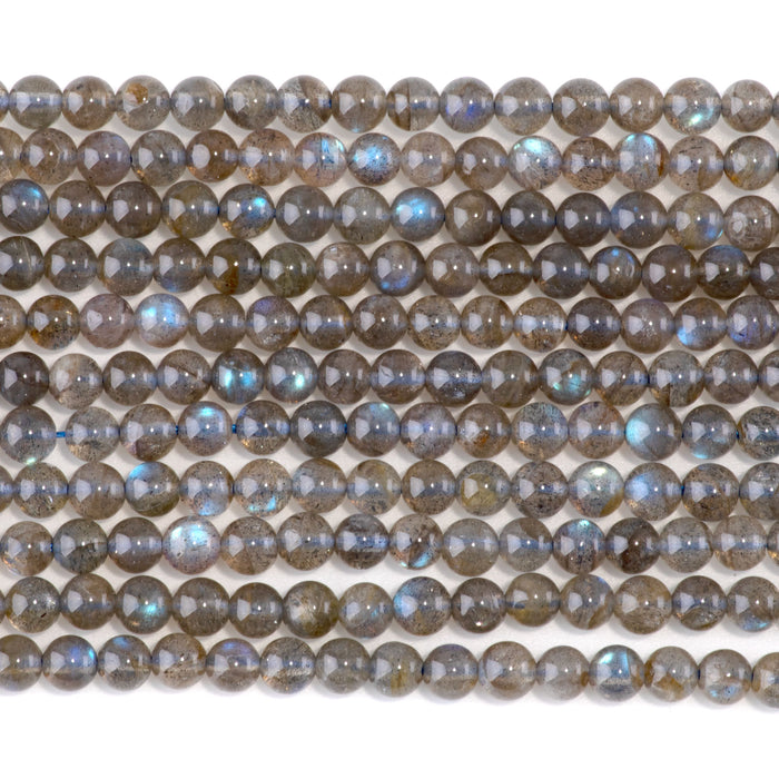 This is a Dakota Stones 4mm AAA Labradorite Gemstone strand with AAA grade round beads in 15-16 inch strand.