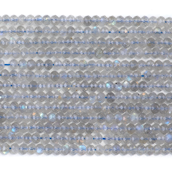 Labradorite 2.5x4 Faceted Rondelle AAA Grade - 15-16 Inch