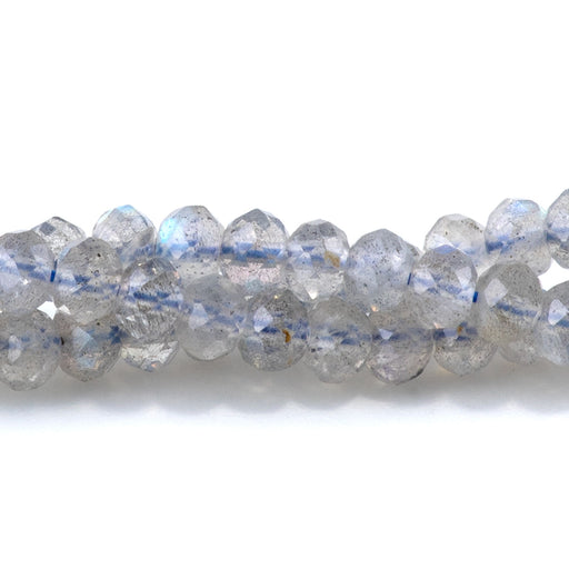This is a Dakota Stones 4mm AAA Labradorite Gemstone strand with AAA grade faceted rondelle beads in 15-16 inch strand.