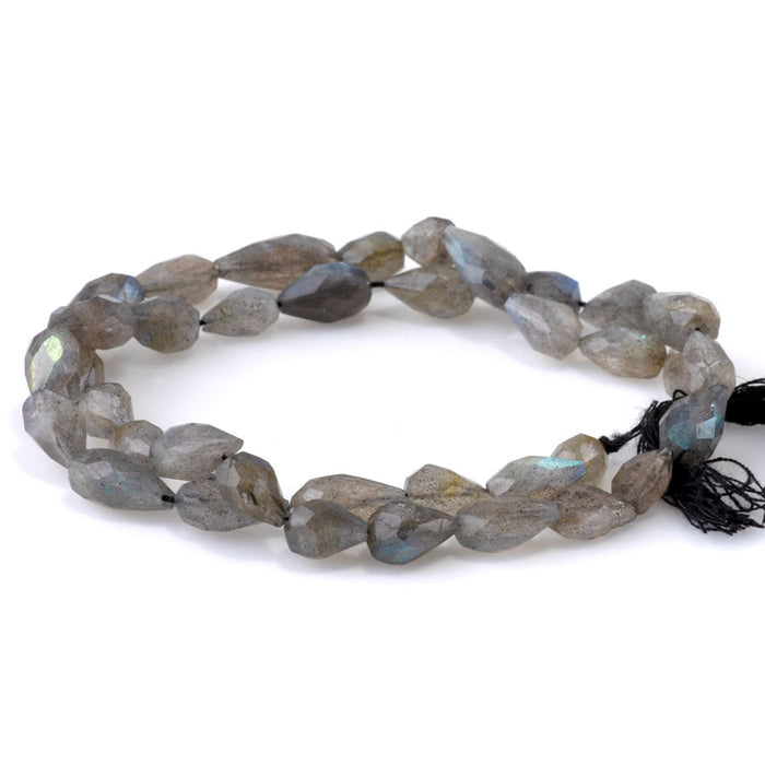 Labradorite 5-6x8-10mm Drop Faceted Long Drill - 8 Inch