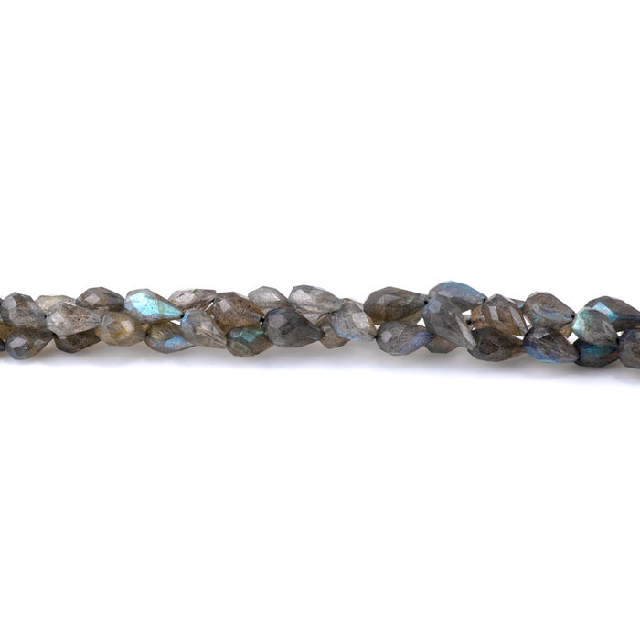 Labradorite 5-6x8-10mm Drop Faceted Long Drill - 8 Inch