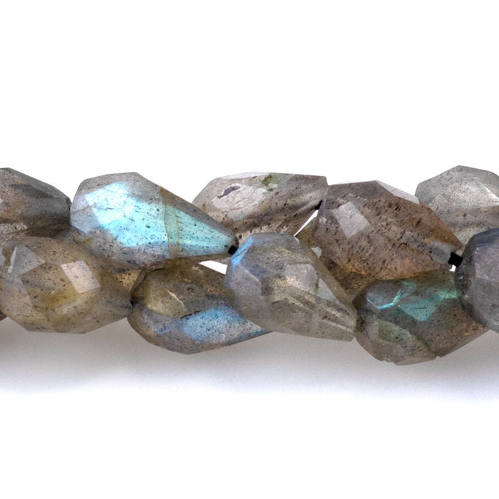 Labradorite 5-6x8-10mm Drop Faceted Long Drill - 8 Inch