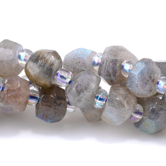 Labradorite 5x7mm Irregular Faceted Rondelle - 15-16 Inch