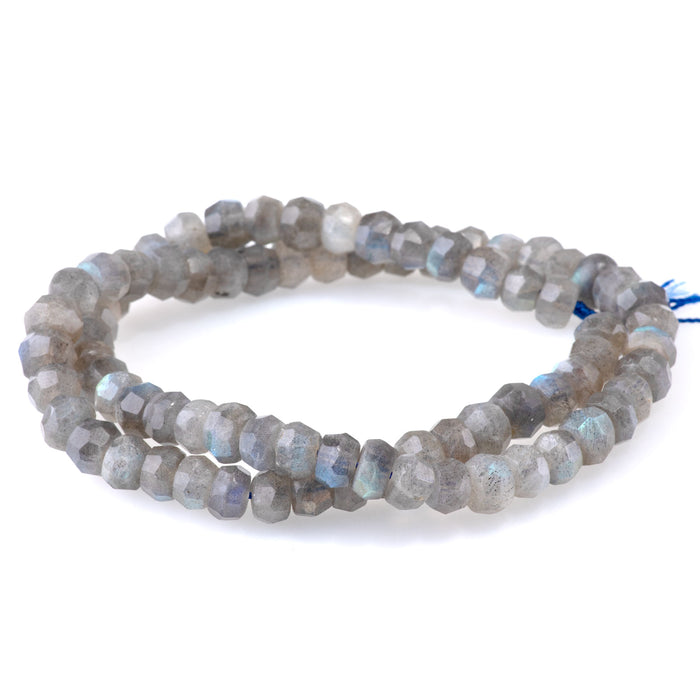 Labradorite 5x7mm Faceted Irregular Rondelle AA Grade - 15-16 Inch