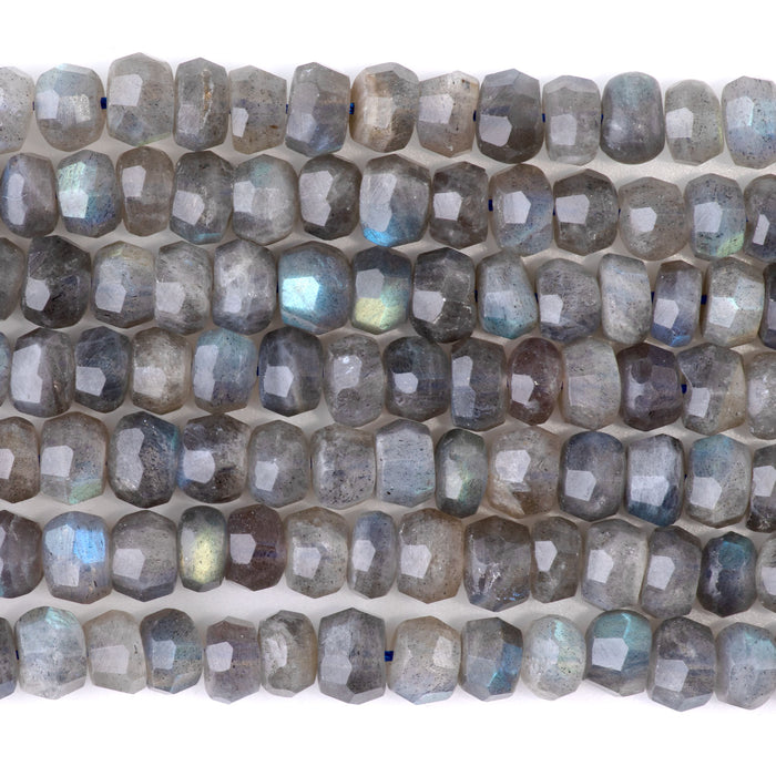 Labradorite 5x7mm Faceted Irregular Rondelle AA Grade - 15-16 Inch