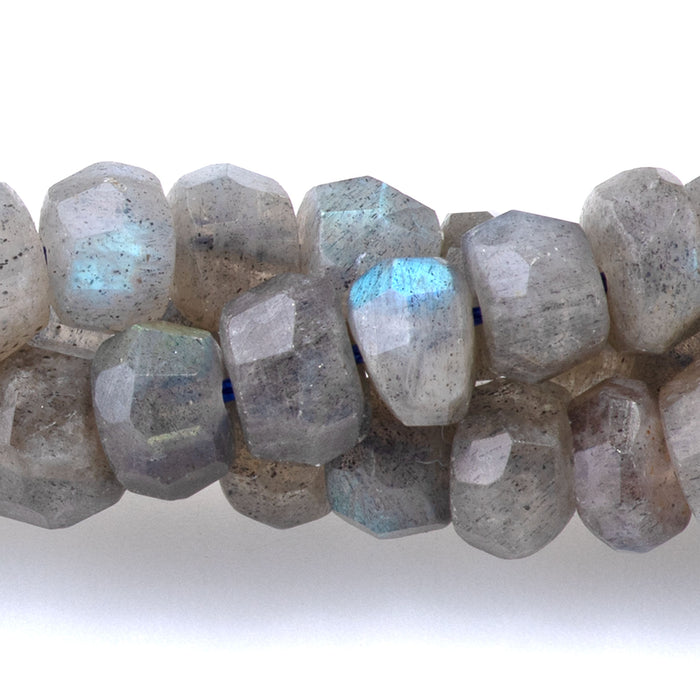 Labradorite 5x7mm Faceted Irregular Rondelle AA Grade - 15-16 Inch