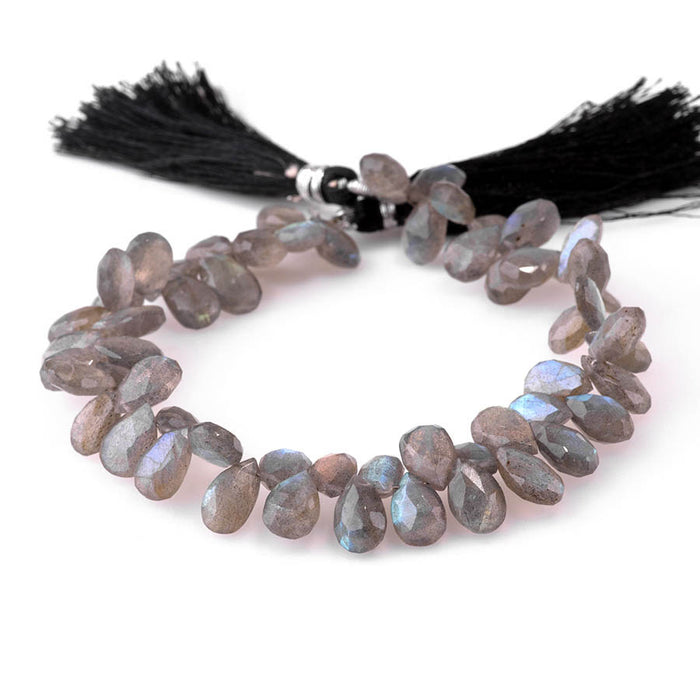Labradorite 6x8-8x11mm Faceted Irregular Pear - 8 Inch