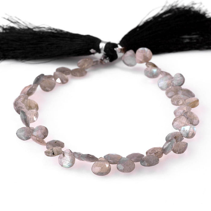 Labradorite 6-8mm Faceted Irregular Heart - 8 Inch