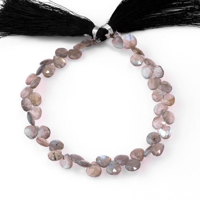 Labradorite 6-8mm Faceted Irregular Heart - 8 Inch