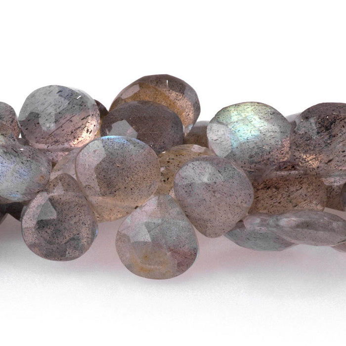 Labradorite 6-8mm Faceted Irregular Heart - 8 Inch