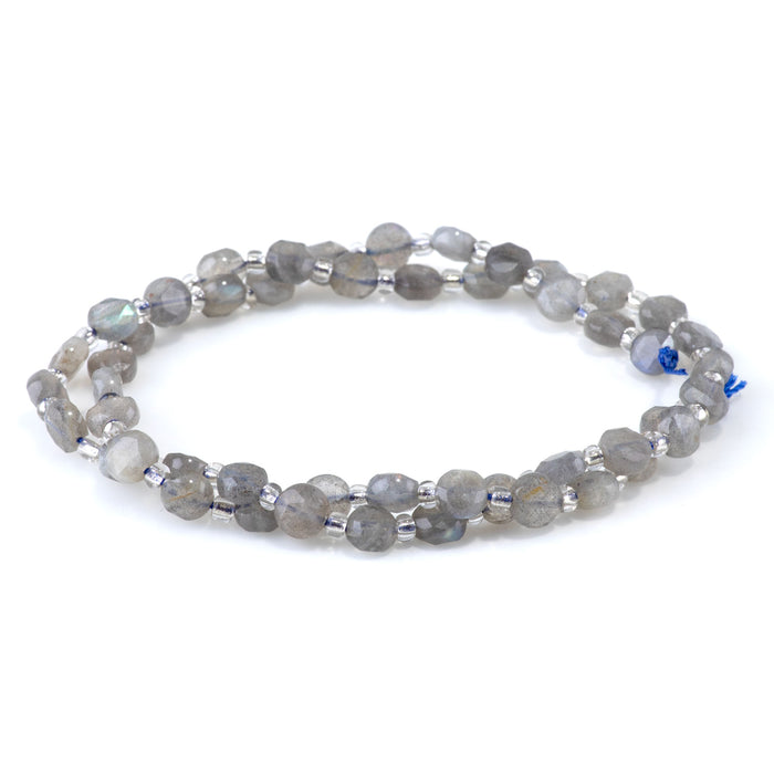 Labradorite 6mm Star Cut Coin A Grade - 15-16 Inch